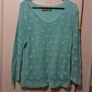 EUC Croft & Barrow, Knitted Blouse, Turquoise, Sz Lg